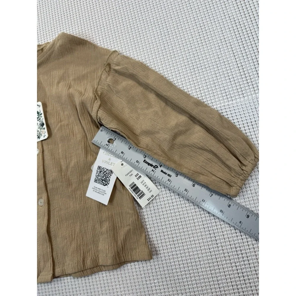 Chelsea & Violet Baby Tan Top 24M Long Sleeve Button Shirt F24WI231I NWT